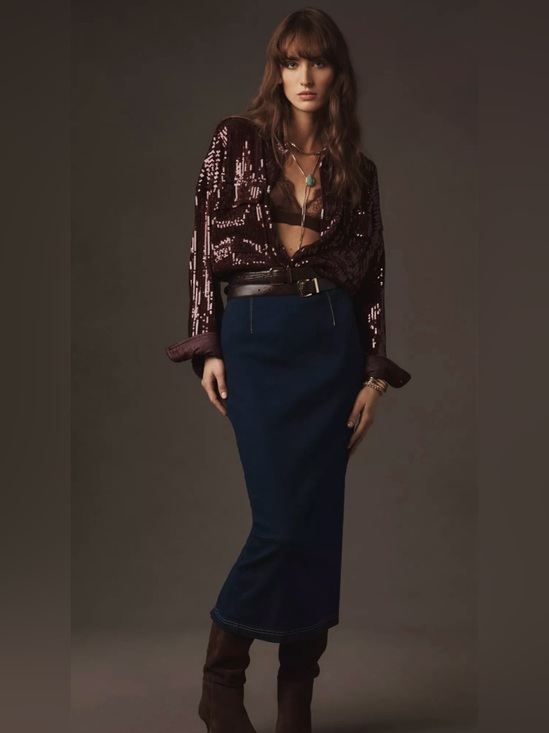 Pilcro Dresses & Skirts - Pilcro Navy Pencil Midi Skirt